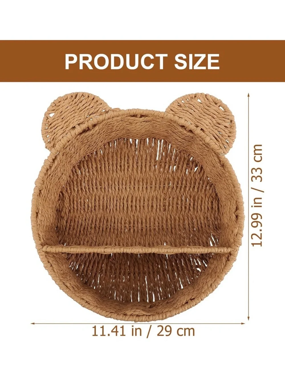 Woven Bear-Shaped Wall Shelf Accessories - Natural Brown